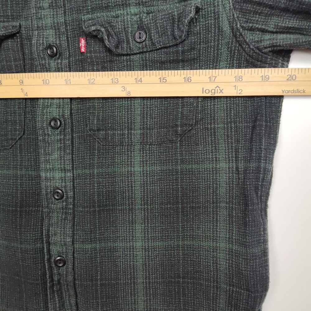 Levi's Button-Up Flannel Shirt Men's S Relaxed Green/Black Plaid Long Sleeves - Picture 5 of 10
